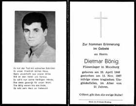 Sterbebildchen Dietmar Bnig, *23.04.1946 †12.11.1967