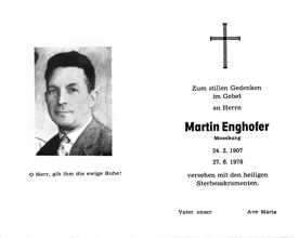 Sterbebildchen Martin Enghofer, *24.02.1907 †27.06.1976