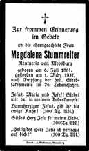Sterbebildchen Magdalena Stummreiter, *06.06.1861 †01.03.1937