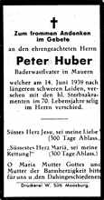 Sterbebildchen Peter Huber, *1869 †14.06.1939