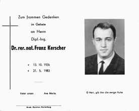 Sterbebildchen Franz Kerscher, *13.10.1936 †21.05.1983