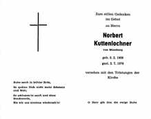 Sterbebildchen Norbert Kuttenlochner, *05.02.1909 †02.07.1979