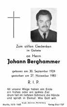 Sterbebildchen Johann Berghammer, *30.09.1924 †27.11.1983