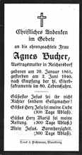 Sterbebildchen Agnes Bucher, *20.01.1869 †02.06.1940