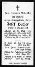 Sterbebildchen Josef Bucher, *30.05.1856 †14.12.1938