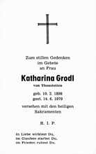 Sterbebildchen Katharina Grodl, *10.02.1898 †16.06.1979