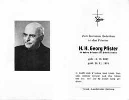 Sterbebildchen Georg Pfister, *11.12.1887 †24.11.1974