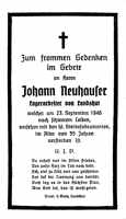 Sterbebildchen Johann Neuhauser, *1891 †23.09.1946