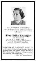 Sterbebildchen Erika Reisinger, *21.06.1932 †03.03.1955