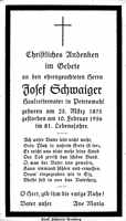 Sterbebildchen Josef Schwaiger, *25.03.1875 †10.02.1956
