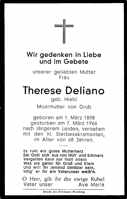 Sterbebildchen Therese Deliano, *01.03.1898 †07.03.1966