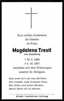 Sterbebildchen Magdalena Trestl, *18.02.1880 †05.10.1977