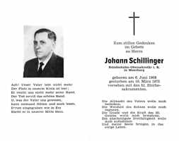 Sterbebildchen Johann Schillinger, *06.06.1908 †10.03.1975