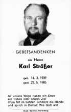 Sterbebildchen Karl Strer, *14.03.1939 †22.05.1985