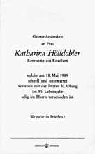 Sterbebildchen Katharina Hlldobler, *1903 †18.05.1989