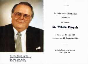 Sterbebildchen Dr. Wilhelm Pongratz, *11.05.1929 †28.09.1990