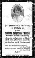 Sterbebildchen Amanda Magdalena Anneser, *10.02.1896 †02.10.1930