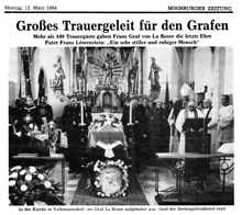 Beerdigung von Franz Graf la Rose, *1906 †1984