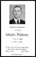 Sterbebildchen Martin Plattner, *10.05.1899 †18.09.1961
