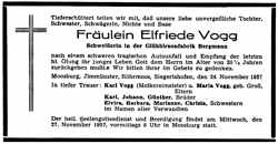 Todesanzeige Elfriede Vogg, *1937 †24.11.1957