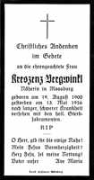 Sterbebildchen Kreszenz Bergwinkl, *19.08.1900 †13.05.1956