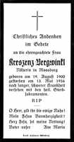 Sterbebildchen Kreszenz Bergwinkl, *19.08.1900 †13.05.1956