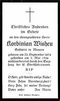 Sterbebildchen Korbinian Wisheu, *23.09.1874 †02.05.1956