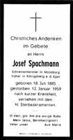 Sterbebildchen Josef Spachmann, *18.07.1885 †12.01.1959