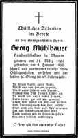 Sterbebildchen Georg M�hlbauer, *31.03.1901 †08.01.1950