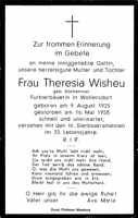 Sterbebildchen Theresia Wisheu, *09.08.1925 †16.05.1958