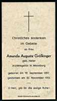 Sterbebildchen Amanda Auguste Grlkinger, *19.09.1897 †30.11.1955