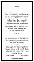 Sterbebildchen Martin Schnaitl, *1898 †01.08.1955