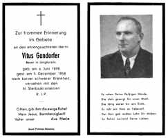 Sterbebildchen Vitus Gandorfer, *06.06.1898 †05.12.1958