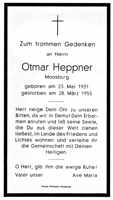 Sterbebildchen Otmar Heppner, *23.05.1931 †28.03.1955