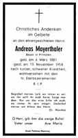 Sterbebildchen Andreas Mayerthaler, *06.03.1891 †13.11.1958