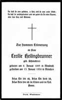 Sterbebildchen Cecilie Heilingbrunner, *06.01.1895 †15.01.1950