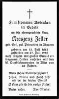 Sterbebildchen Kreszenz Zeller, *13.07.1882 †27.07.1950