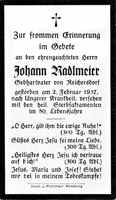 Sterbebildchen Johann Radlmeier, *1857 †02.02.1937