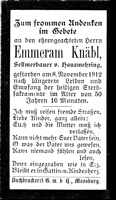 Sterbebildchen Emmeram Knbl, *1862 †08.11.1912