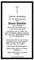 Sterbebildchen Anna Stadler, *1879 †21.03.1956