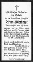 Sterbebildchen Anna Wiethaler, *30.03.1906 †31.01.1941