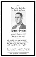Sterbebildchen Anton Gruber, *07.09.1904 †14.06.1958