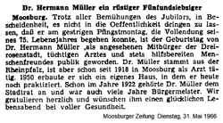 Dr. Hermann Müller ein rüstiger Fünfundsiebziger, MZ Dienstag, 31. Mai 1966
