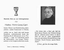 Sterbebildchen H.H. Georg Garr, *1879 †10.04.1965