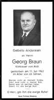 Sterbebildchen Georg Braun, *1897 †11.07.1962