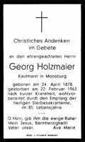 Sterbebildchen Georg Holzmaier, *24.04.1878 †22.02.1963