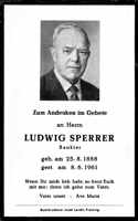 Sterbebildchen Ludwig Sperrer, *25.08.1888 †08.06.1961