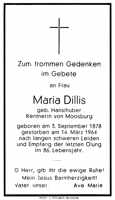 Sterbebildchen Maria Dillis, *03.09.1878 †14.03.1964