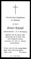 Sterbebildchen Anton Kassel, *18.01.1881 †22.04.1964