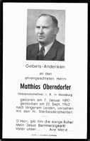 Sterbebildchen Matthias Oberndorfer, *07.01.1897 †22.09.1962